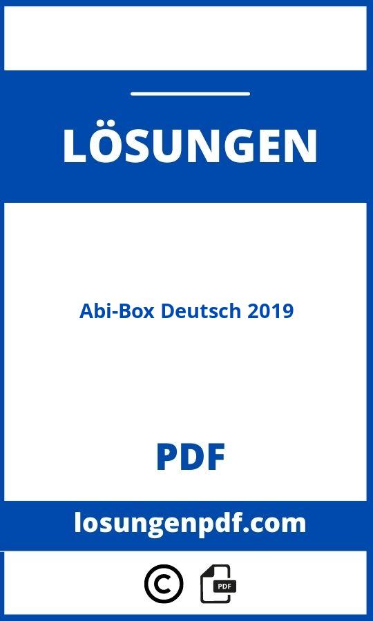 Abi-Box Deutsch 2019 Lösungen Pdf