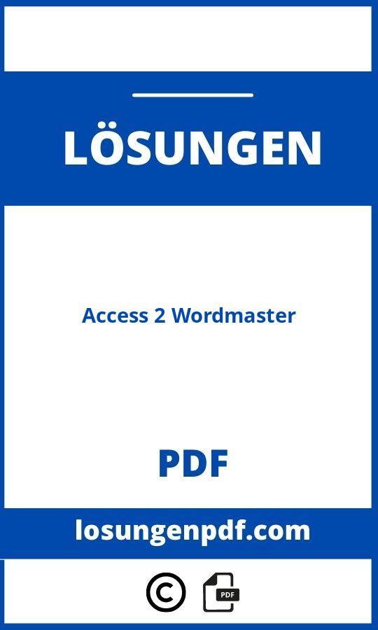 Access 2 Wordmaster Lösungen Pdf