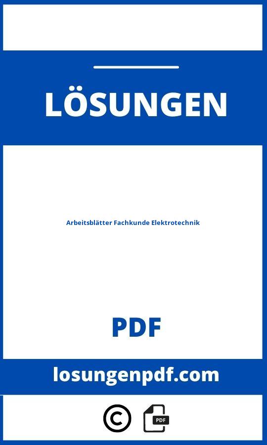 Arbeitsblätter Fachkunde Elektrotechnik Lösungen Pdf