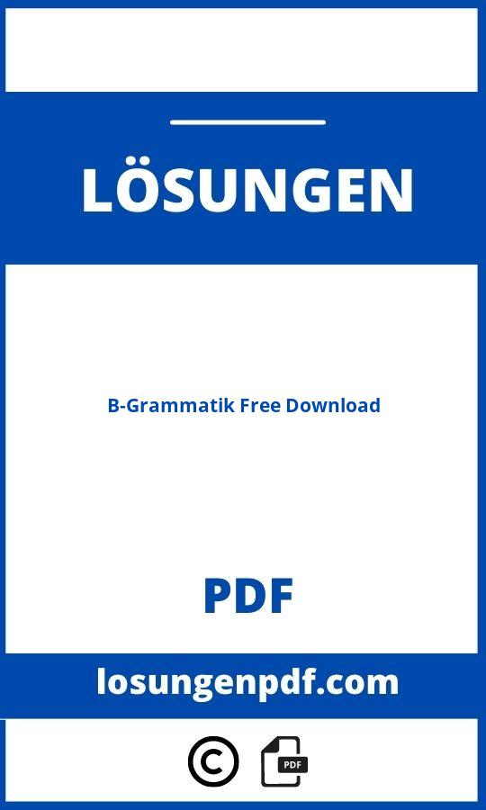 B-Grammatik Lösungen Pdf Free Download