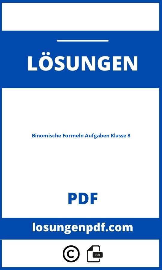 Binomische Formeln Aufgaben Mit Lösungen Klasse 8 Pdf