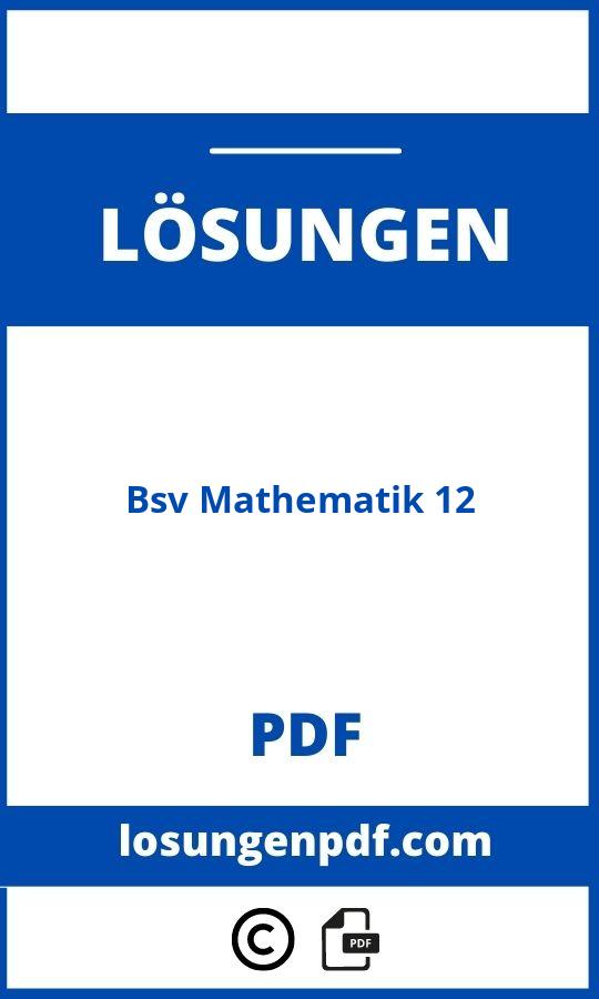 Bsv Mathematik 12 Lösungen Pdf