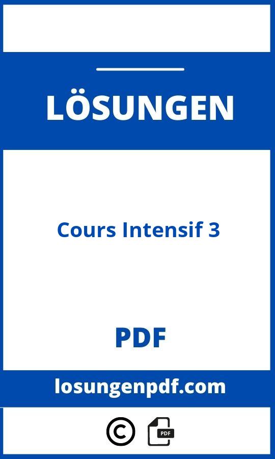 Cours Intensif 3 Lösungen Pdf