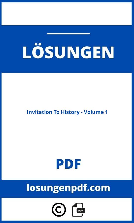 Invitation To History - Volume 1 Lösungen Pdf