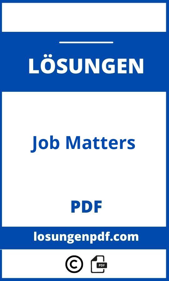 Job Matters Lösungen Pdf