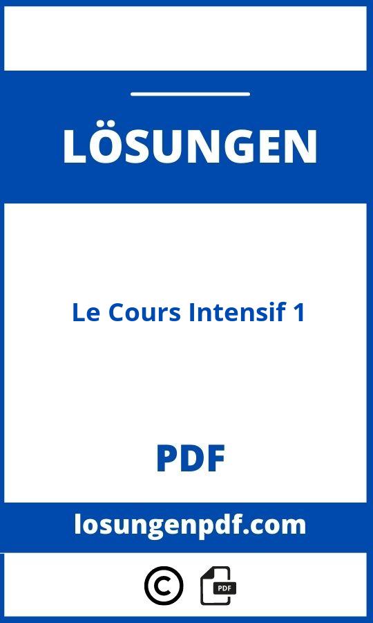 Le Cours Intensif 1 Lösungen Pdf