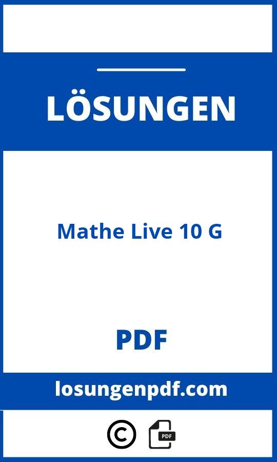 Mathe Live 10 G Lösungen Pdf