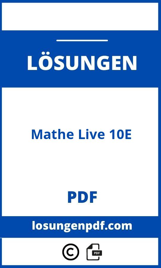 Mathe Live 10E Lösungen Pdf