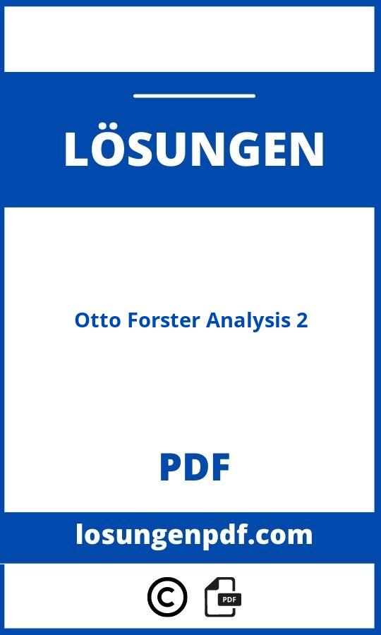 Otto Forster Analysis 2 Lösungen Pdf