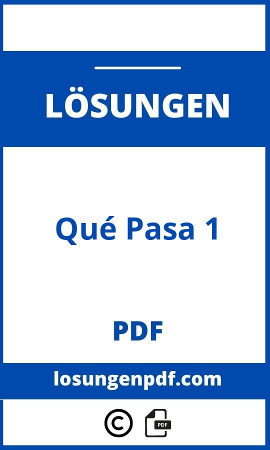 Qué Pasa 1 Lösungen Pdf