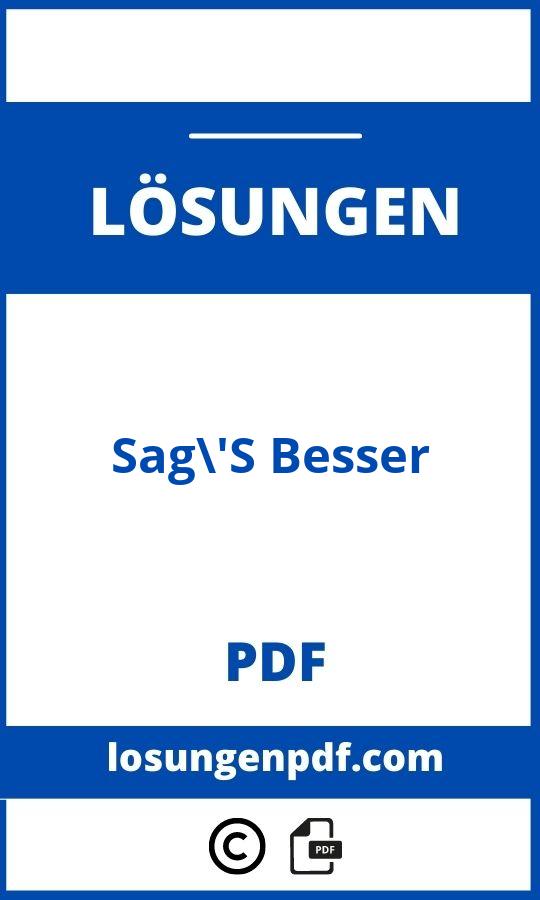 Sag'S Besser Lösungen Pdf